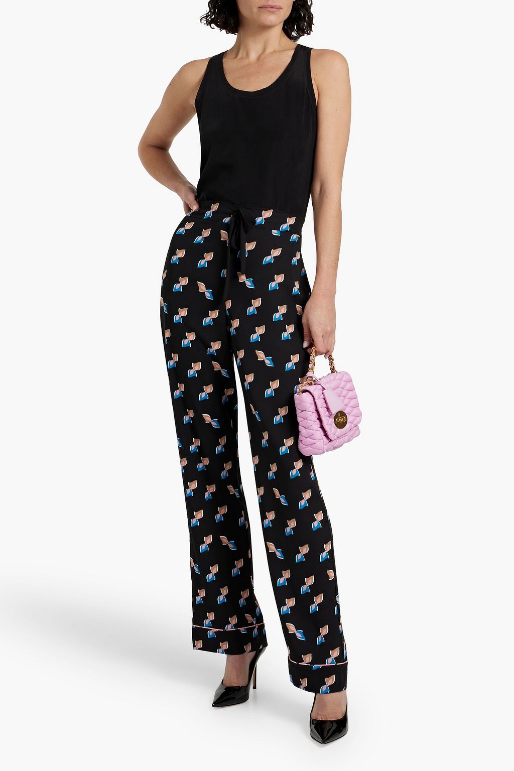 DIANE VON FURSTENBERG Veronica printed crepe de chine straight-leg pants