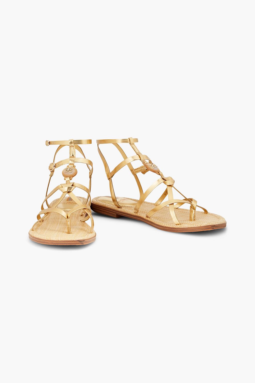 SAM EDELMAN Gwen metallic faux leather sandals
