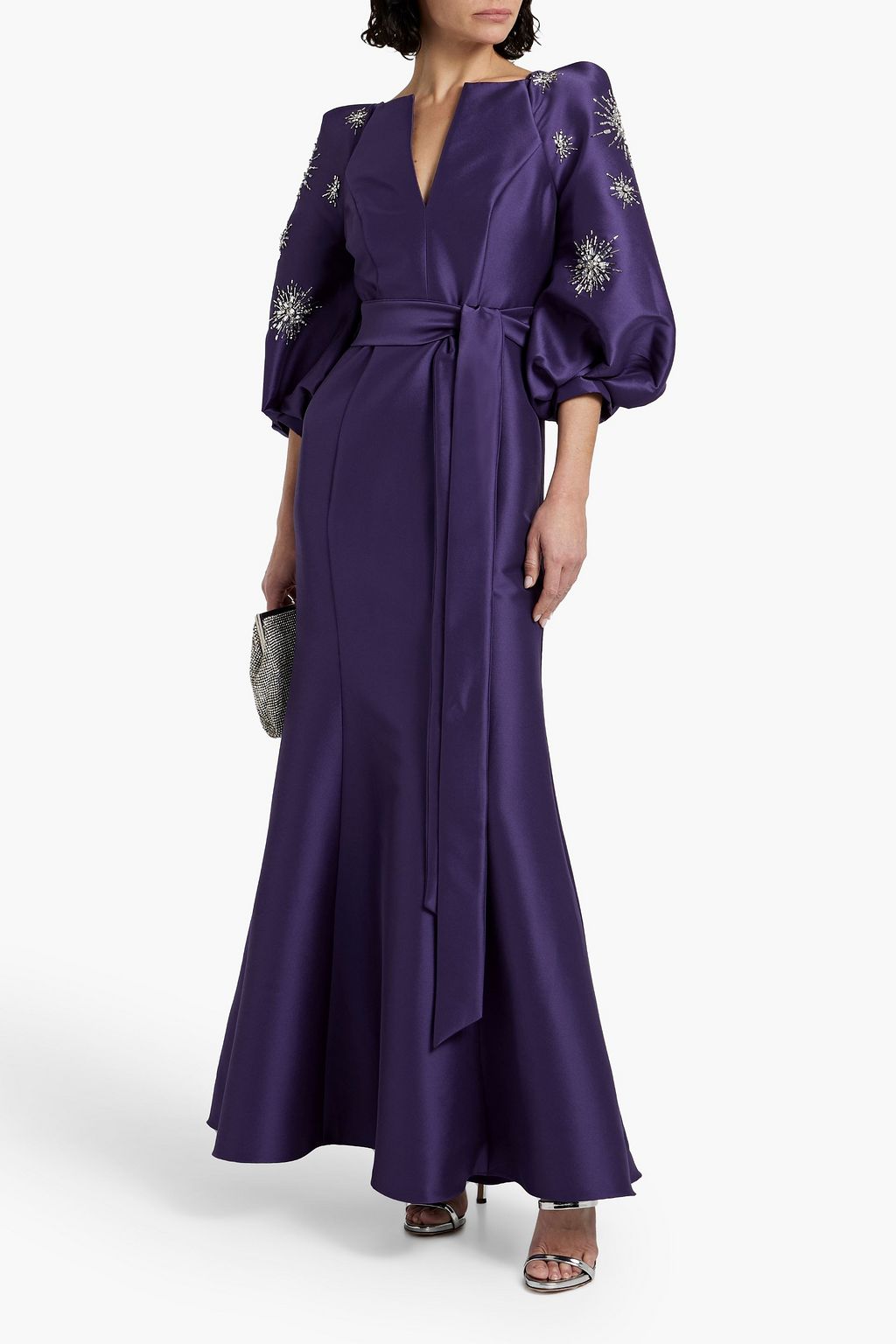 BADGLEY MISCHKA Embellished faille gown