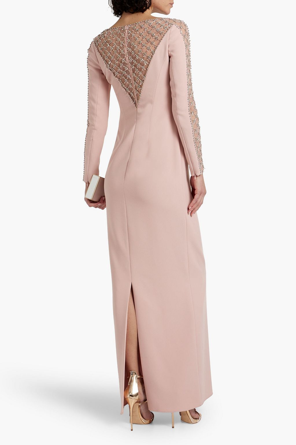 JENNY PACKHAM Embellished tulle-paneled crepe gown | THE OUTNET JENNY PACKHAM Embellished tulle-paneled crepe gown | THE OUTNET
