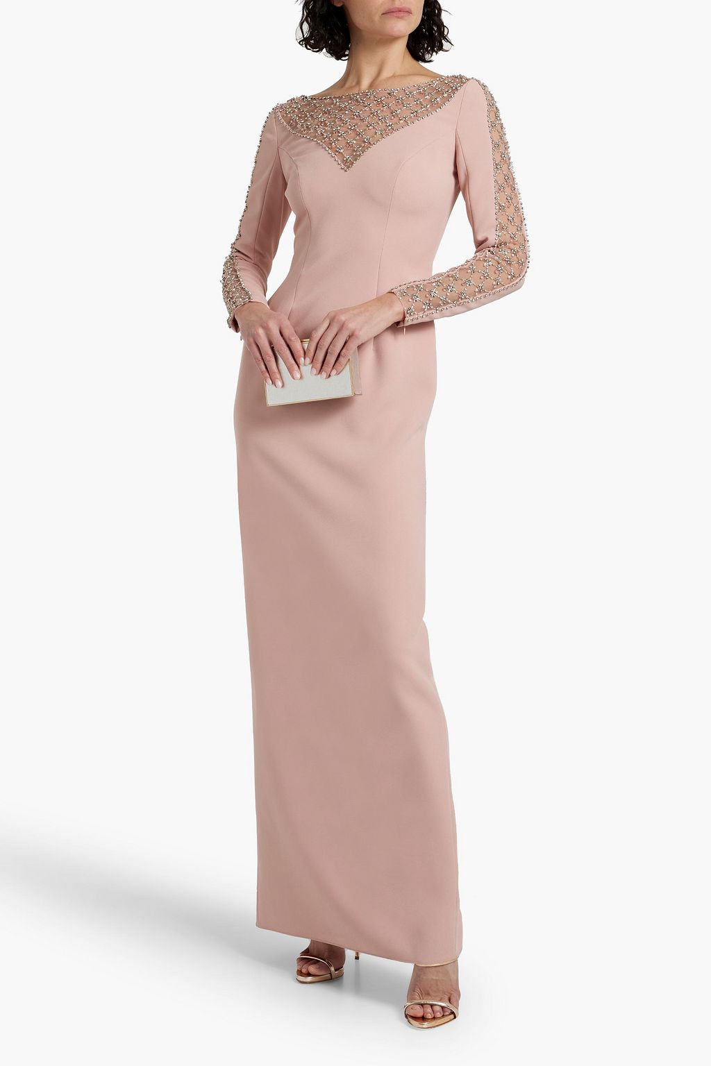 JENNY PACKHAM Embellished tulle-paneled crepe gown | THE OUTNET JENNY PACKHAM Embellished tulle-paneled crepe gown | THE OUTNET