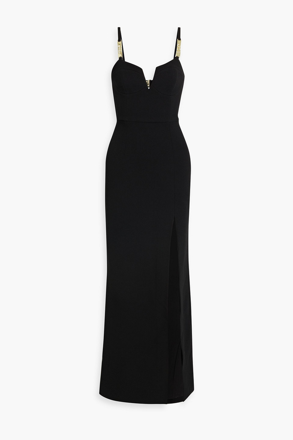 Shop Rebecca Vallance Piero Chain-trimmed Crepe Gown In Black