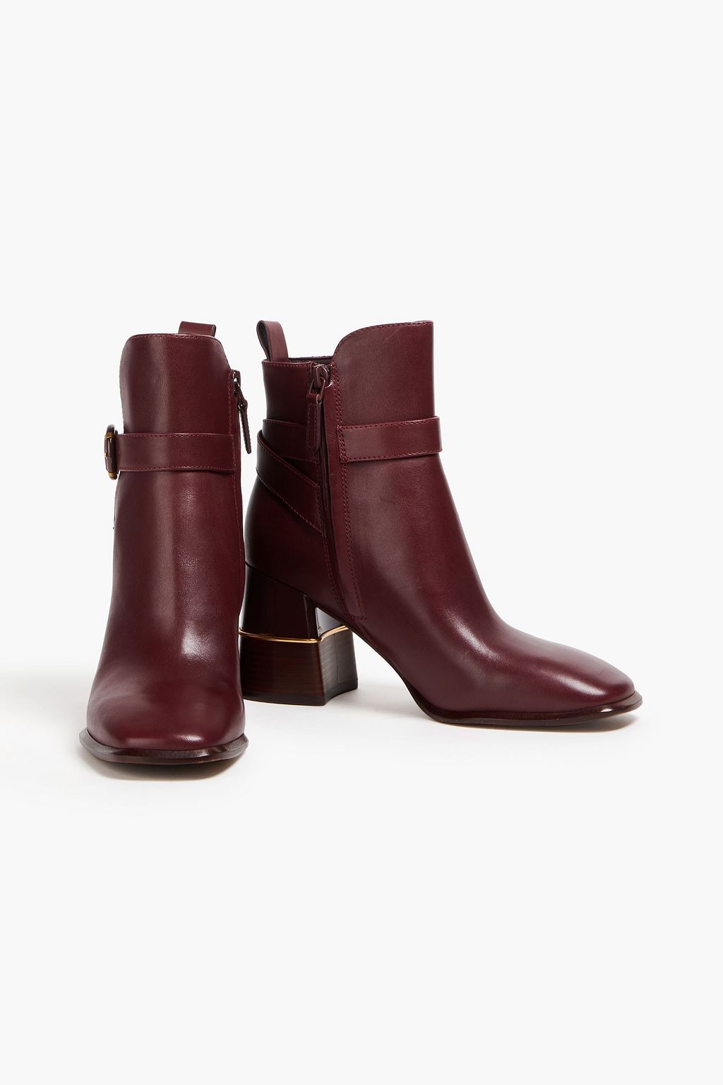 TORY BURCH 버클 디테일 가죽 앵클 부츠