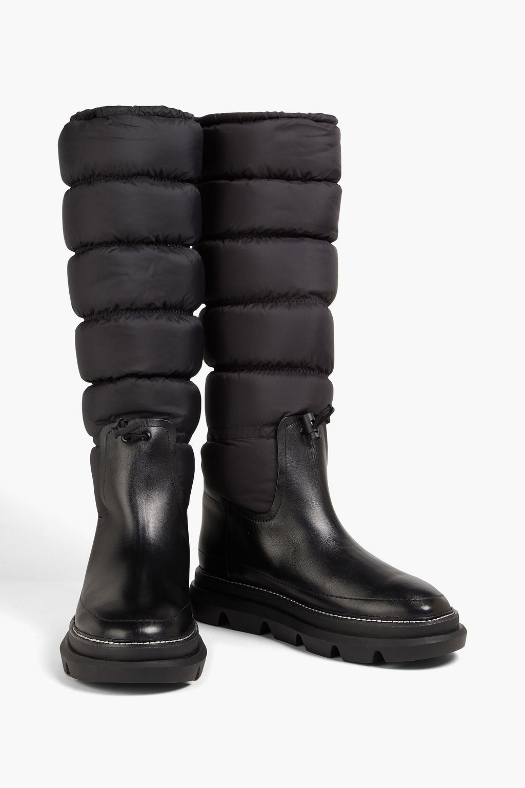 TORY BURCH Quilted shell and leather knee boots