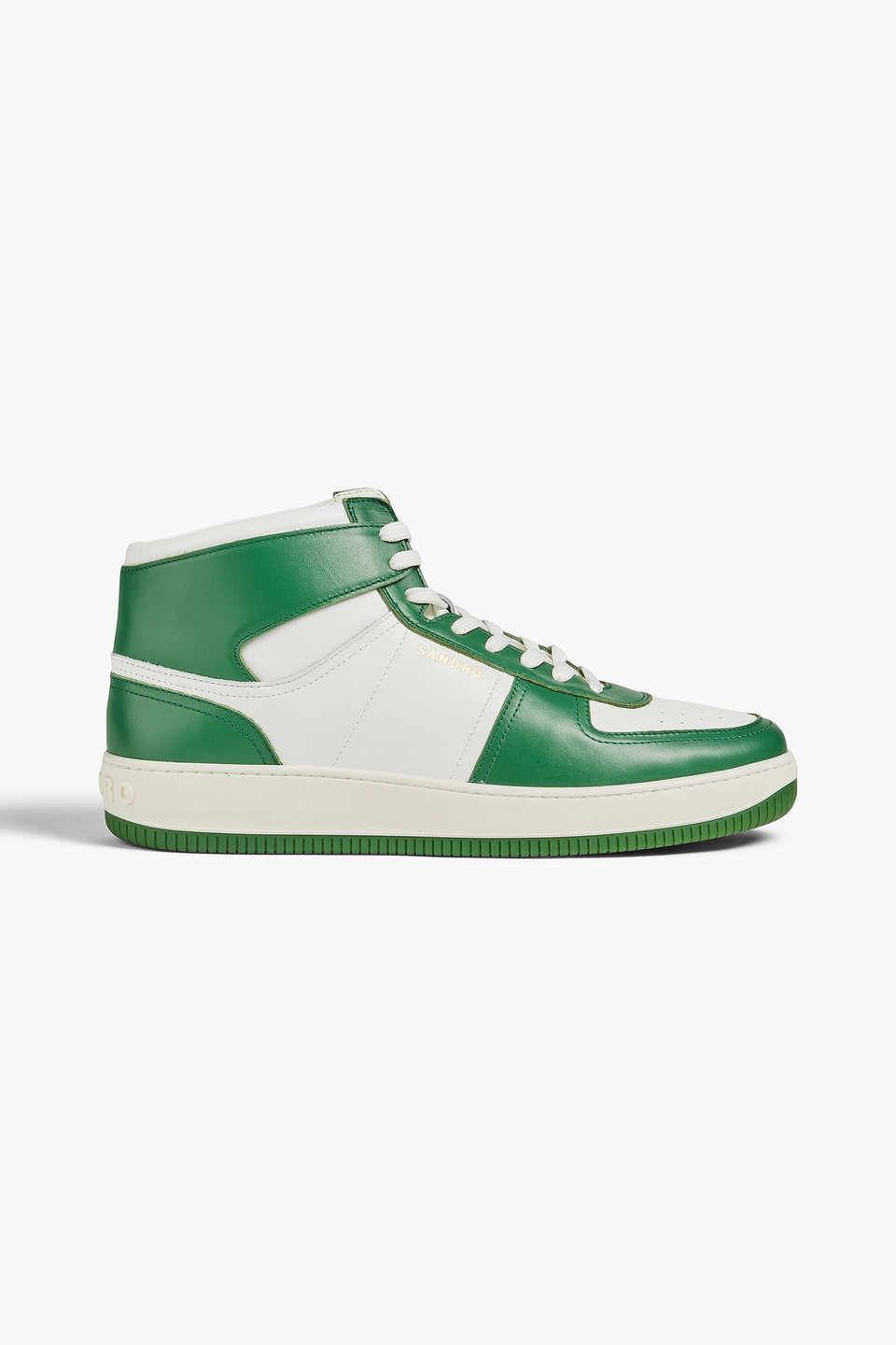 Sandro Man Sneakers Green Size 12 Soft Leather In Green