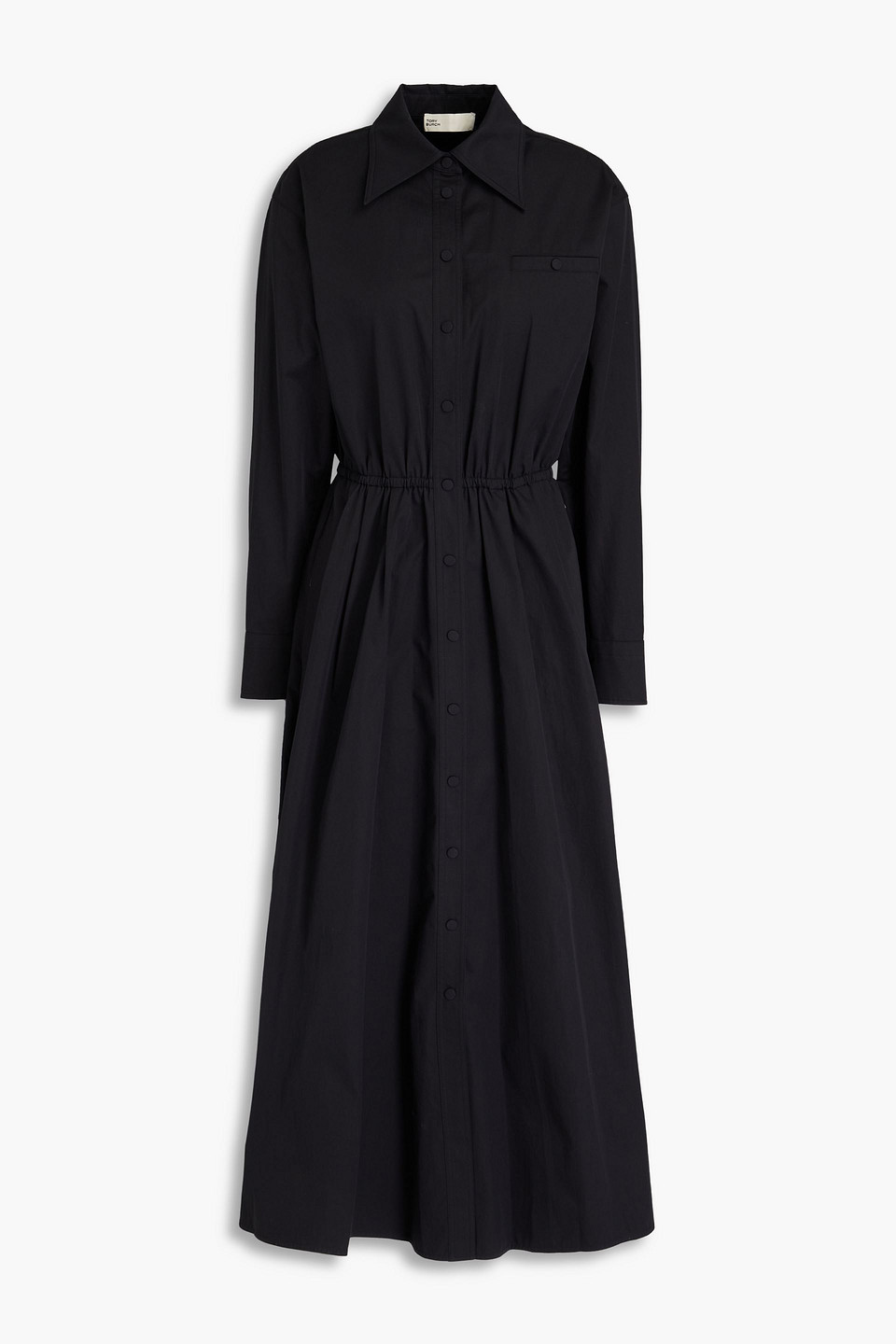 Tory Burch Elenor Cotton-poplin Midi Shirt Dress In Black