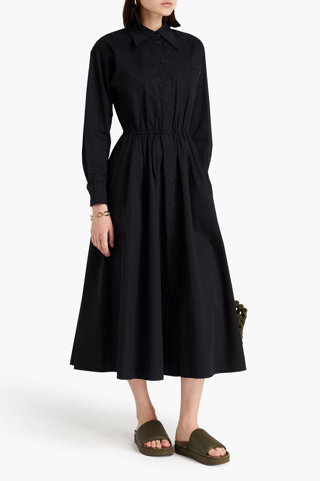 TORY BURCH 코튼 포플린 미디 셔츠 드레스