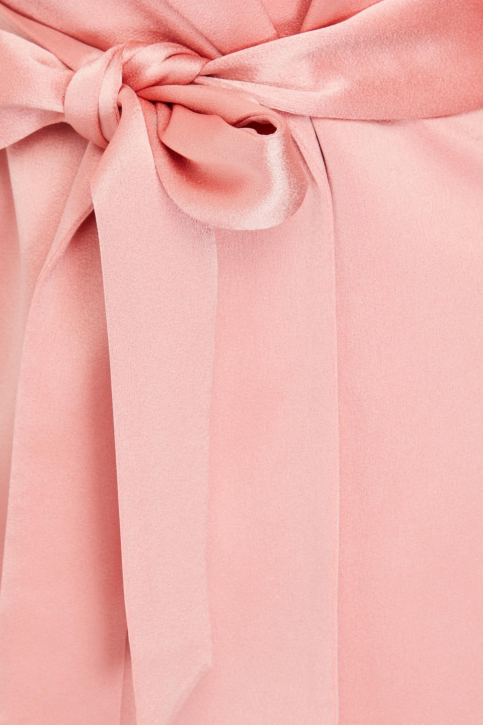Alice And Olivia Karley Tie Belt Wrap Satin Blazer In Baby Pink