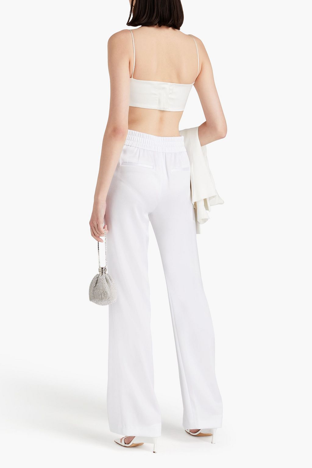 ALICE + OLIVIA بنطال "ووكر" من ساتان كريب بأرجل مستقيمة