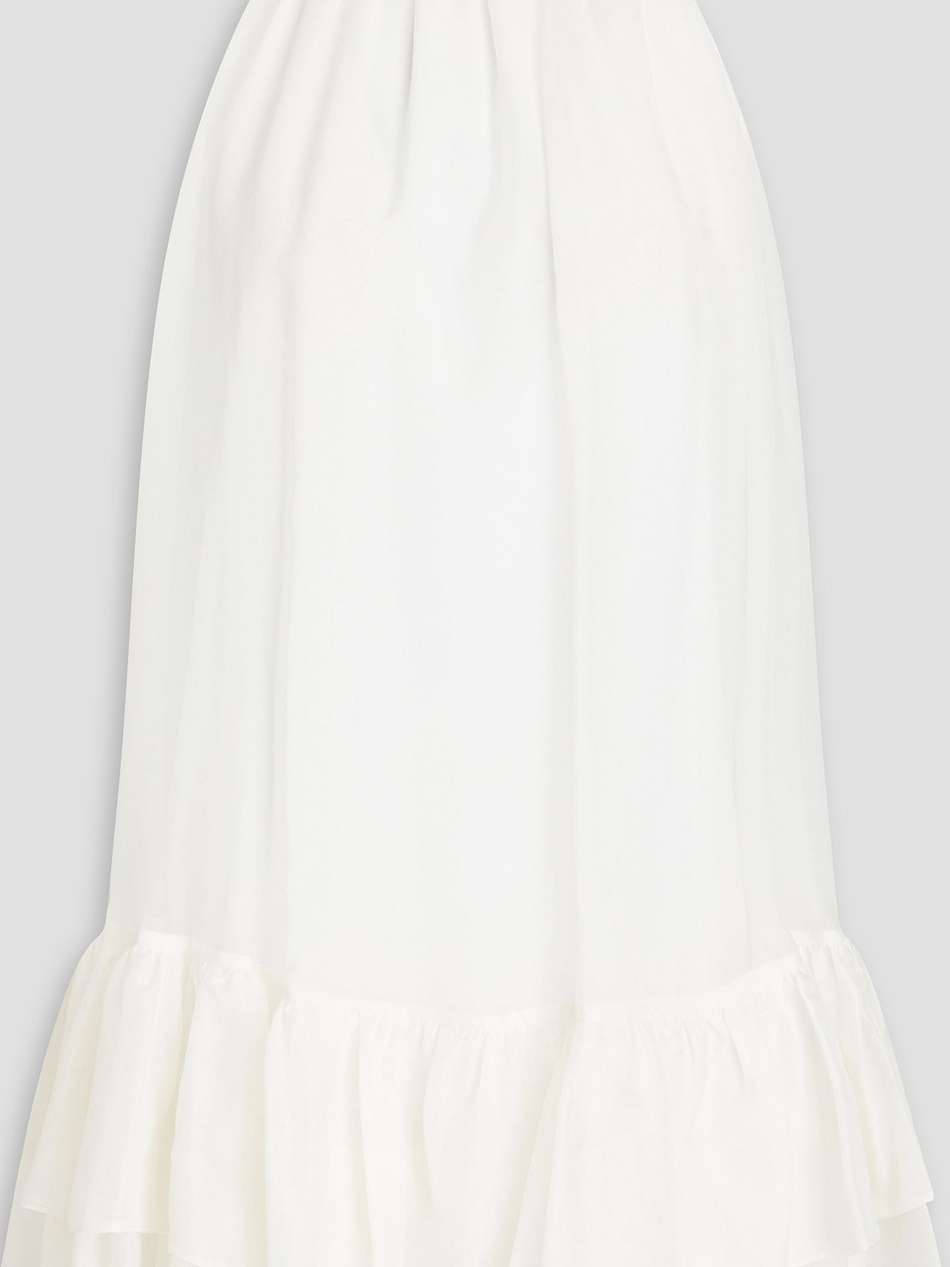 erna pleated ruffled chiffon mini dress