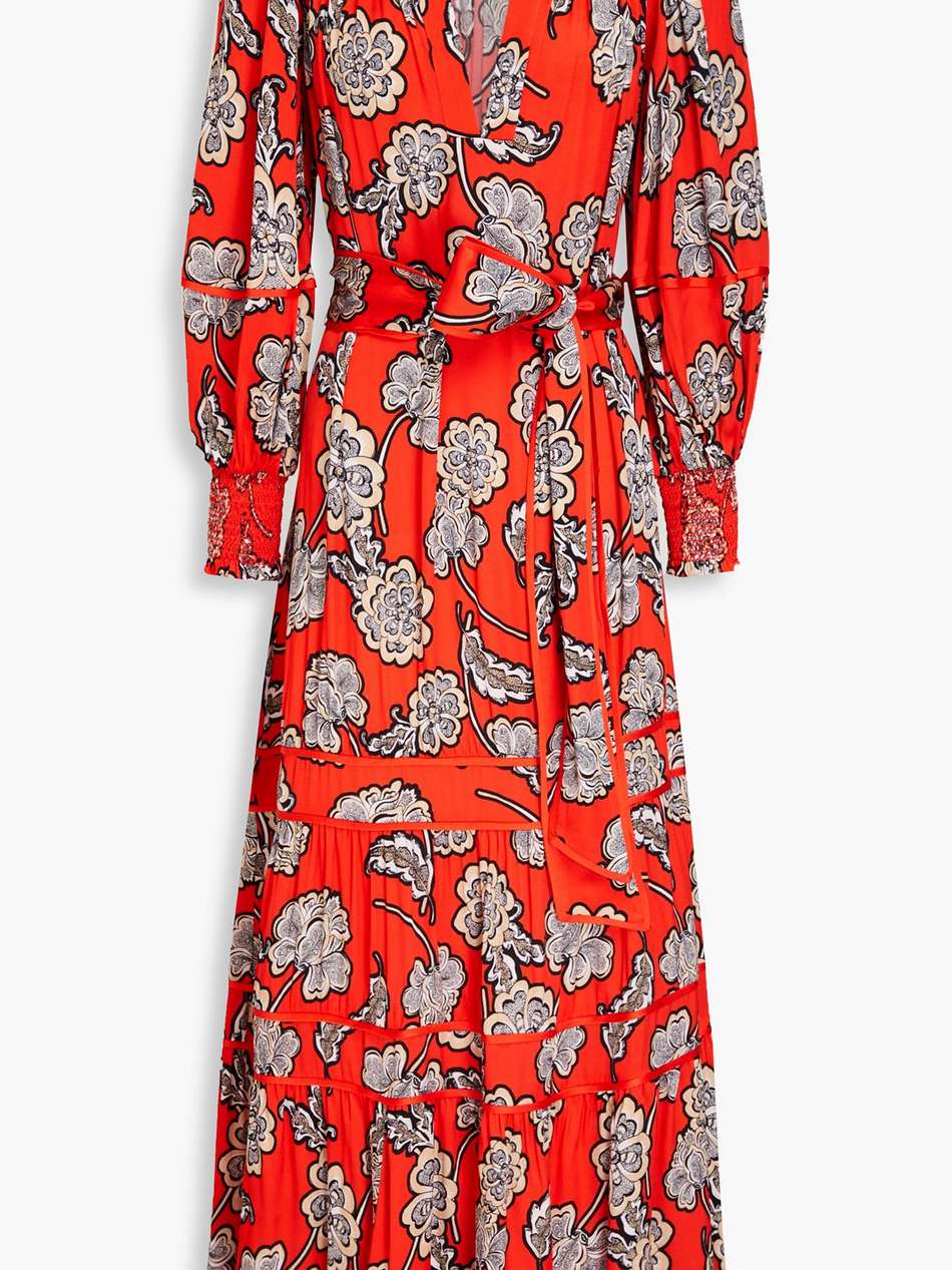 lyla pleated floral-print satin midi dress
