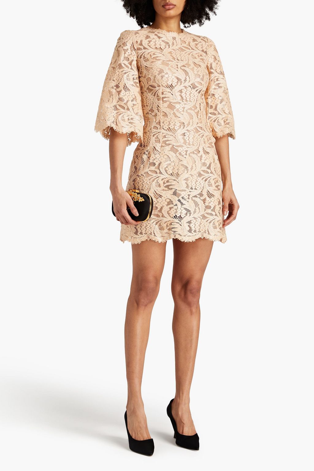 DOLCE&GABBANA 코드 레이스 미니 드레스