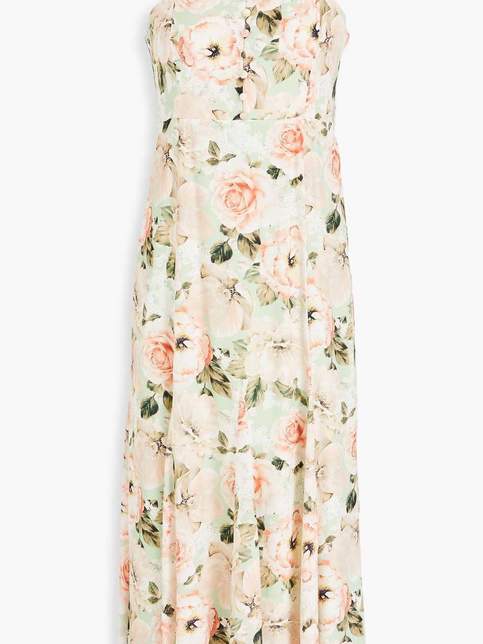 cutout floral-print satin midi dress