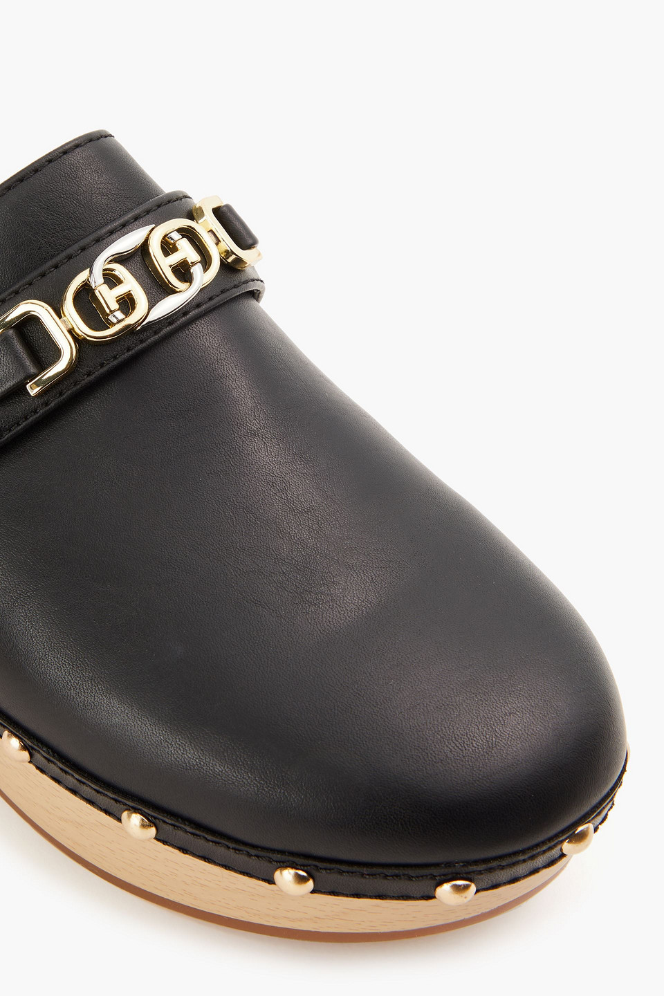 Shop Sam Edelman Kaye Embellished Leather Clogs In Black