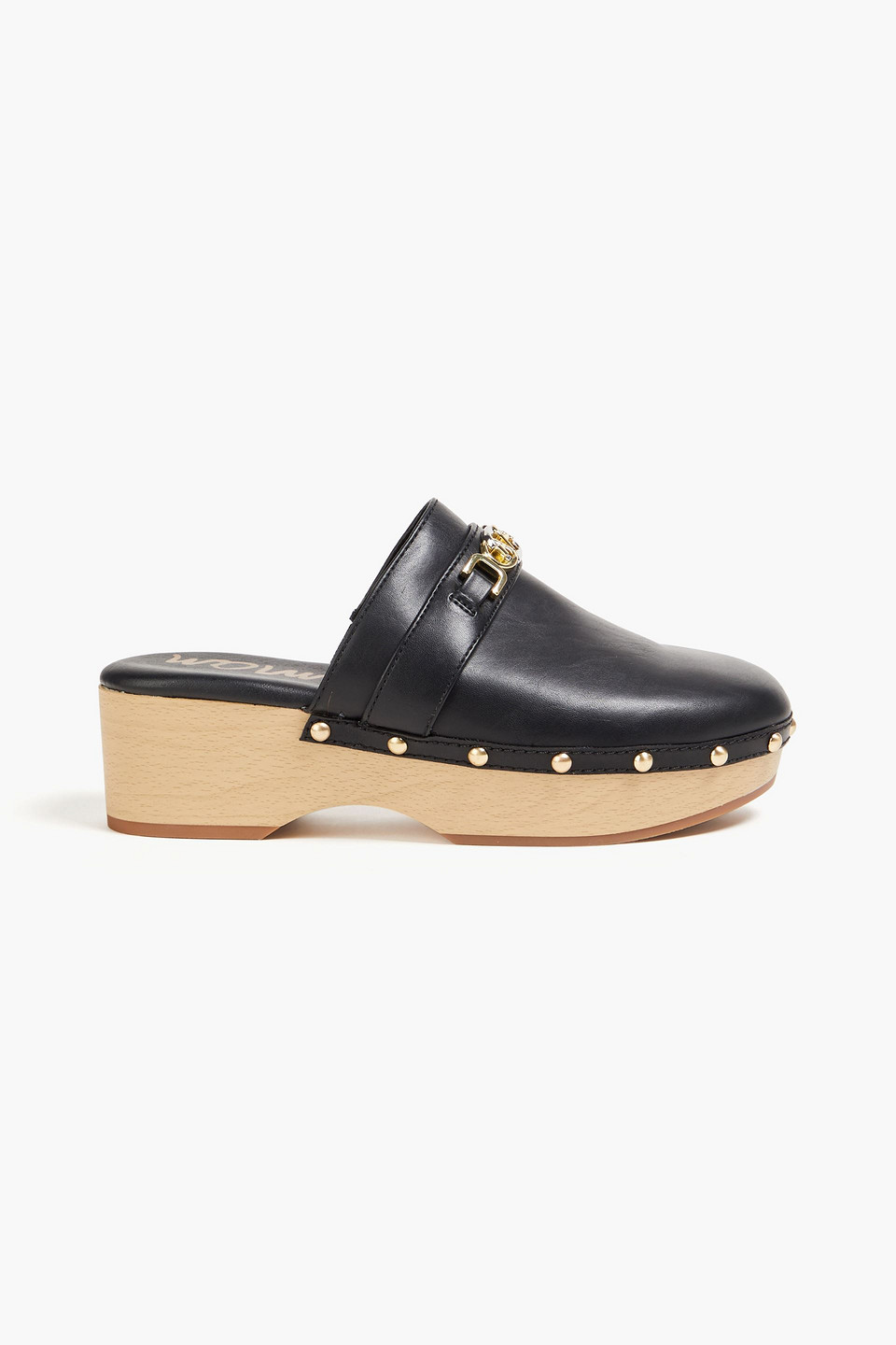 Shop Sam Edelman Kaye Embellished Leather Clogs In Black