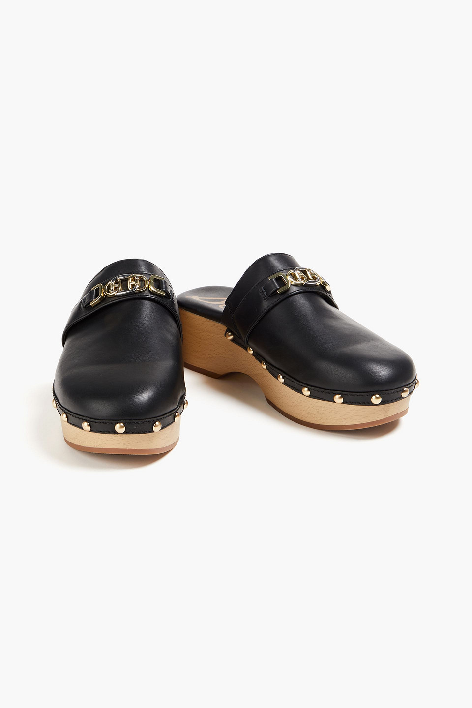 Shop Sam Edelman Kaye Embellished Leather Clogs In Black