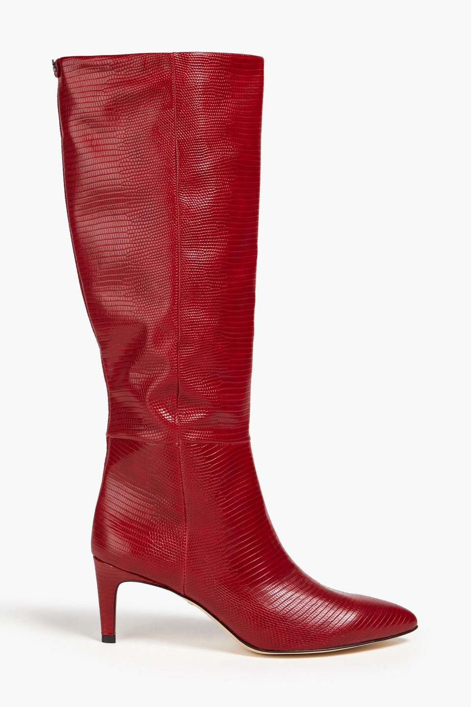 Sam Edelman Uma Faux Lizard-effect Leather Knee Boots In Rot