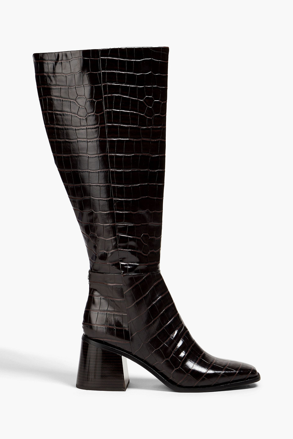 Sam Edelman Wade Faux Croc-effect Leather Knee Boots In Schokolade