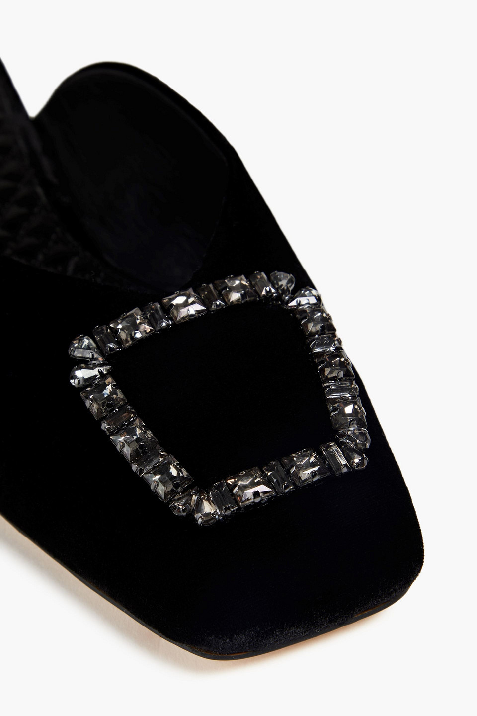 Shop Sam Edelman Lavina Crystal-embellished Velvet Slippers In Schwarz