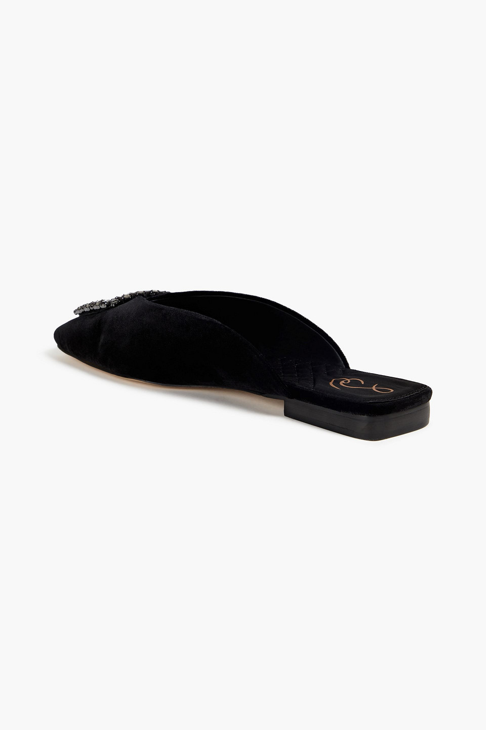 Shop Sam Edelman Lavina Crystal-embellished Velvet Slippers In Schwarz