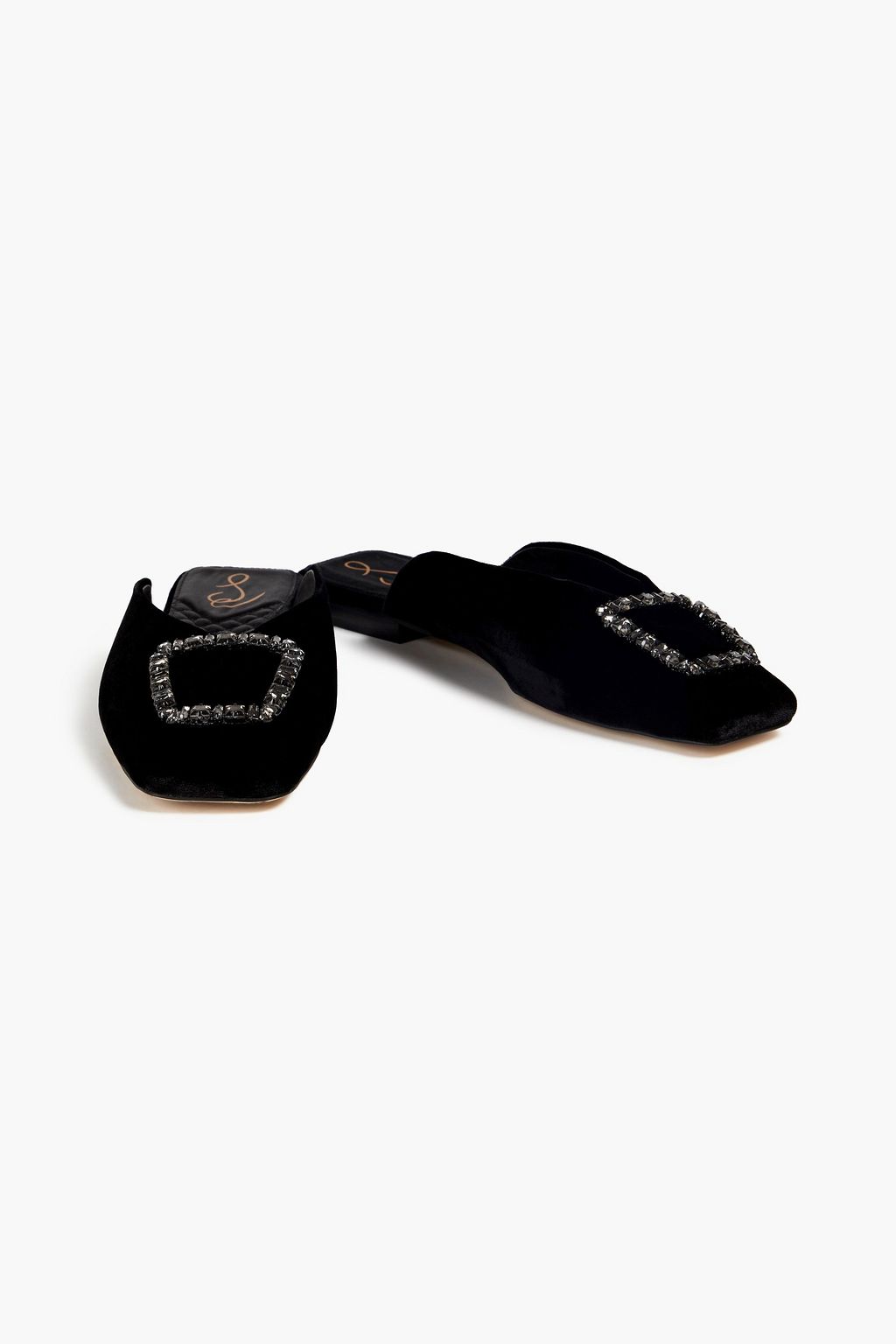 SAM EDELMAN Lavina crystal-embellished velvet slippers