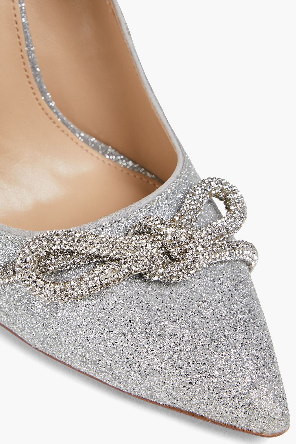 SAM EDELMAN Deela embellished glittered leather pumps