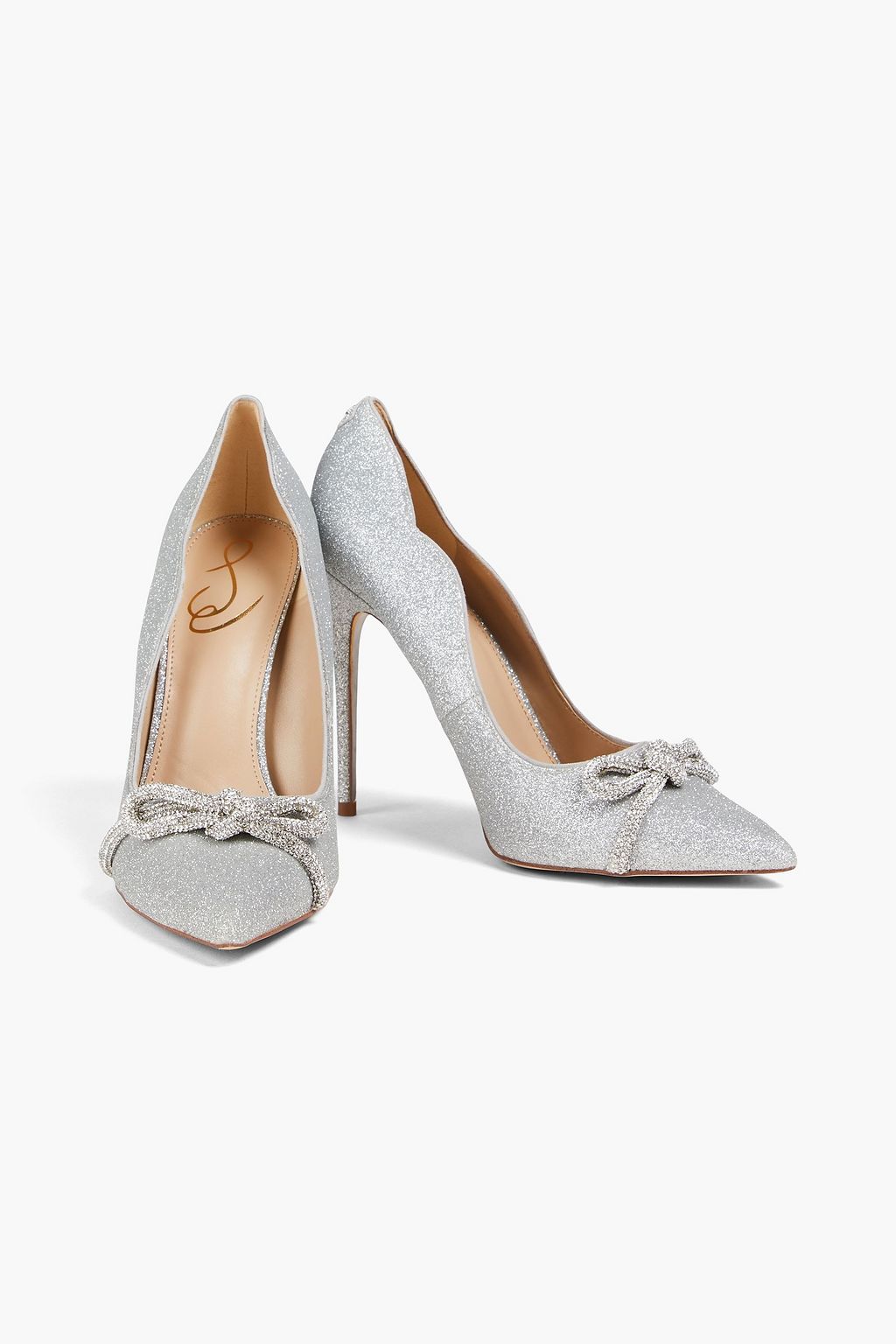 SAM EDELMAN Deela embellished glittered leather pumps