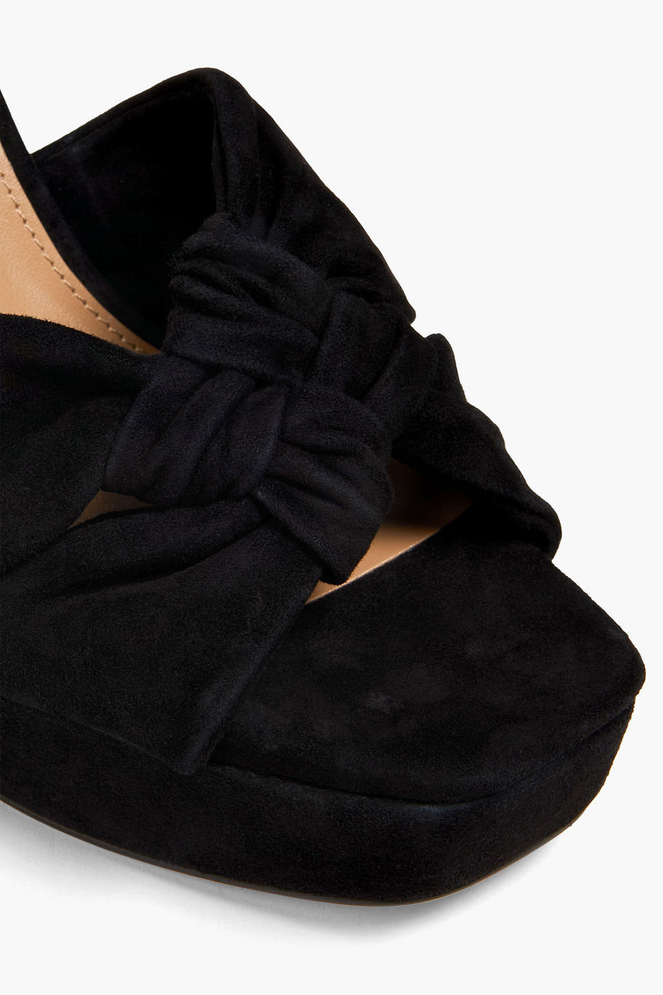 Shop Sam Edelman Kristen Knotted Suede Platform Sandals In Schwarz