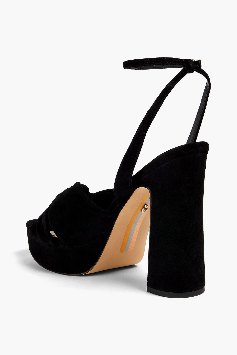 Shop Sam Edelman Kristen Knotted Suede Platform Sandals In Schwarz