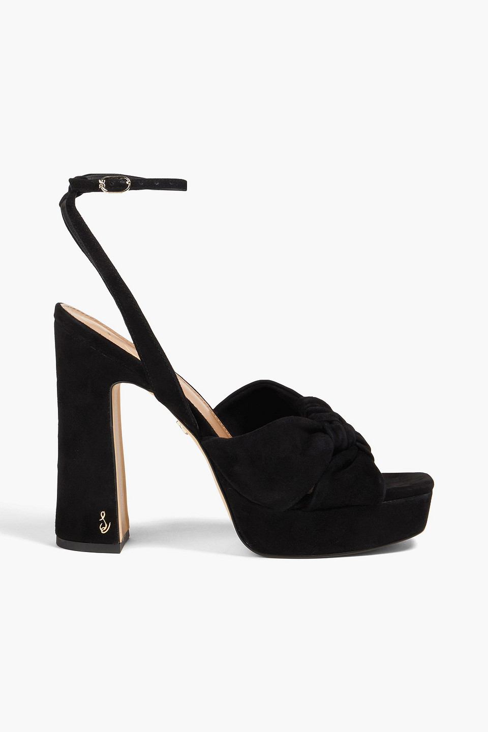 Shop Sam Edelman Kristen Knotted Suede Platform Sandals In Schwarz