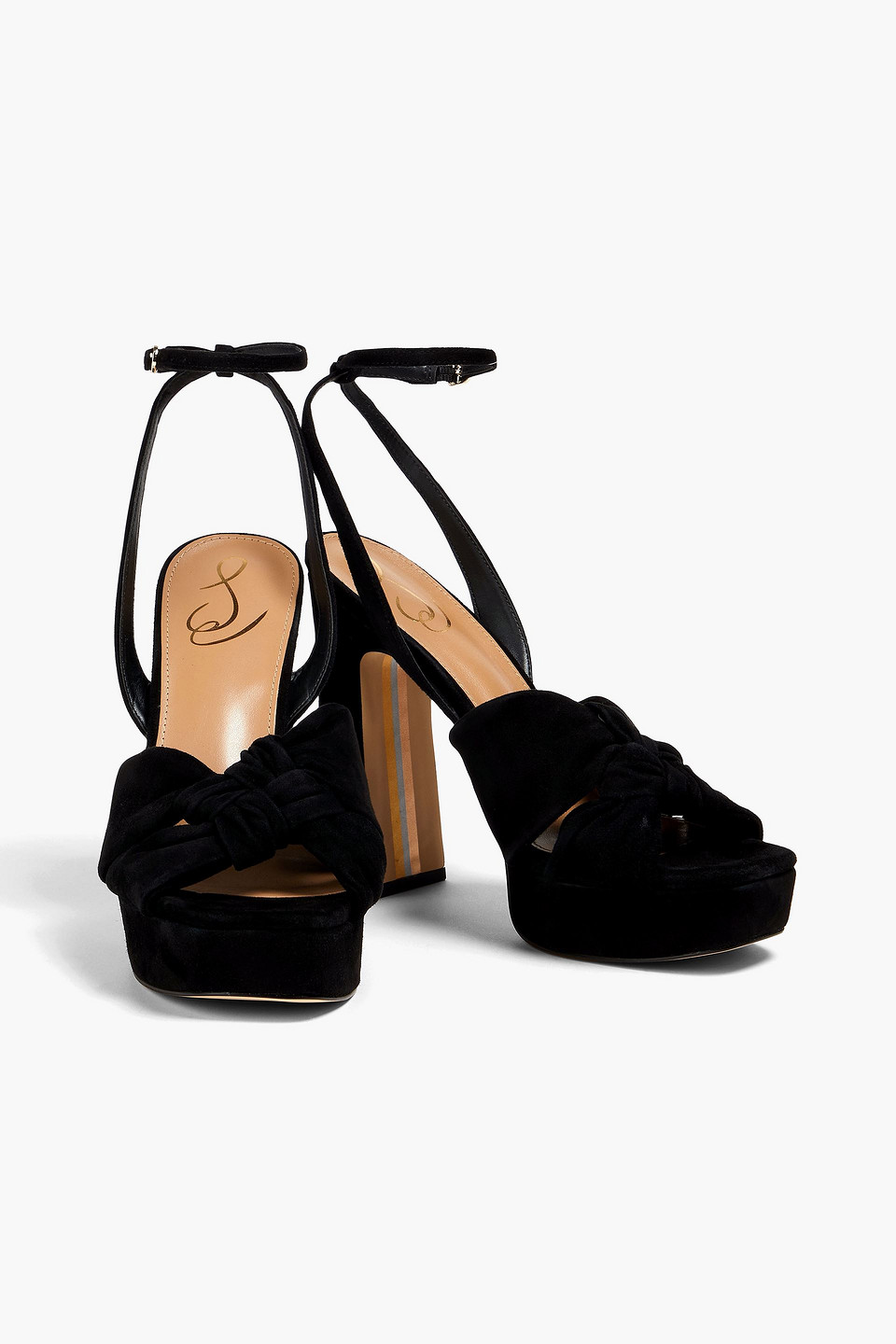 Shop Sam Edelman Kristen Knotted Suede Platform Sandals In Schwarz