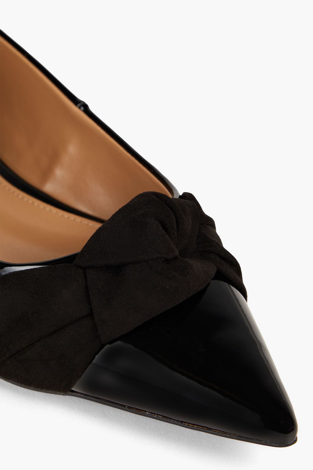 SAM EDELMAN Wheaton knotted faux patent-leather point-toe flats THE