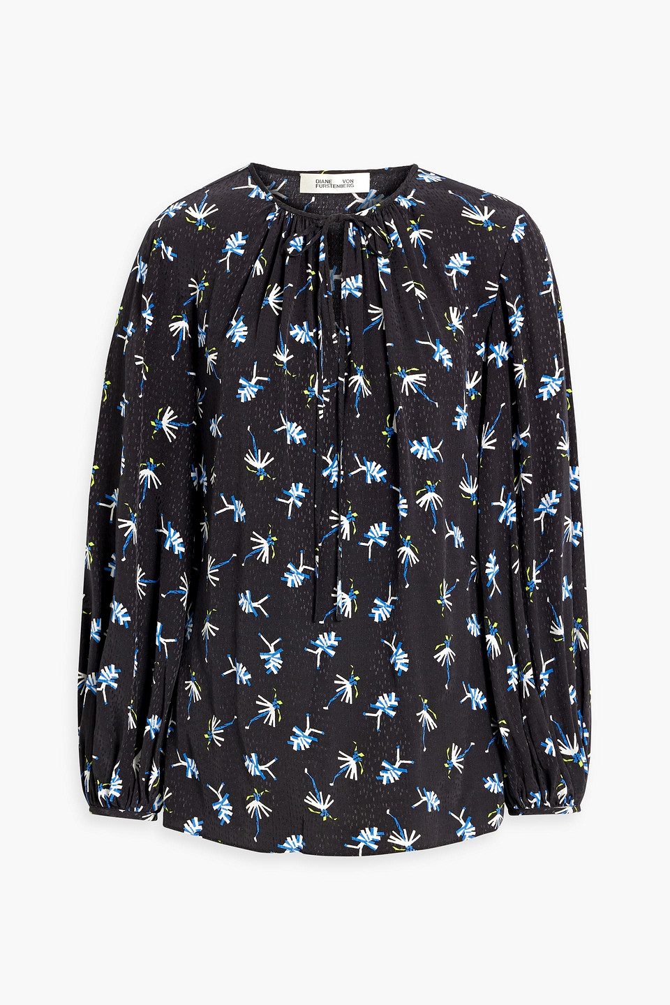 Diane Von Furstenberg Freddie Printed Jersey Blouse In Black