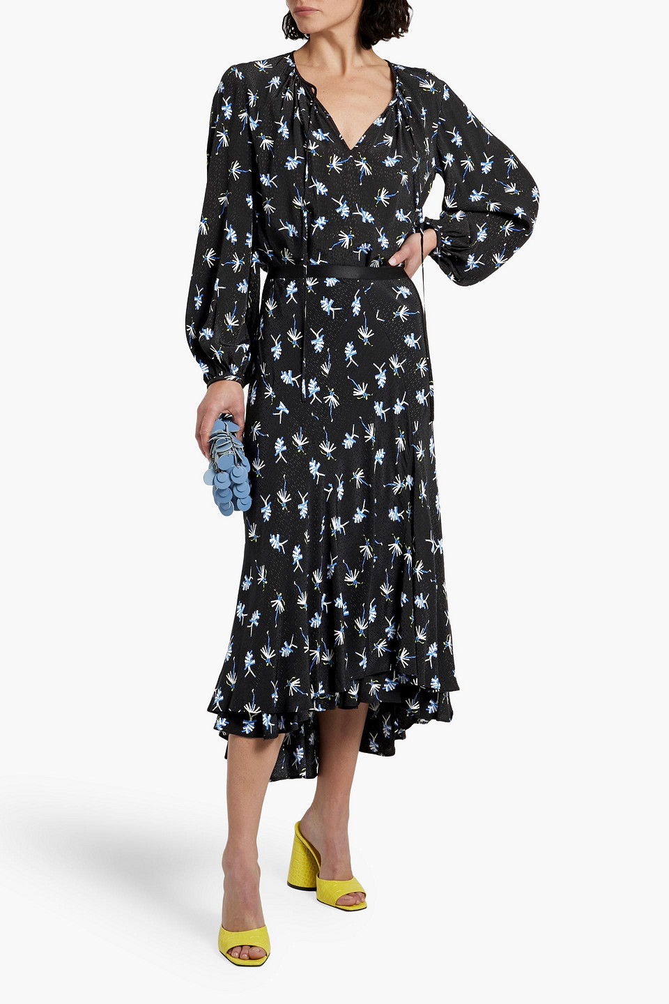 Shop Diane Von Furstenberg Freddie Printed Jersey Blouse In Black