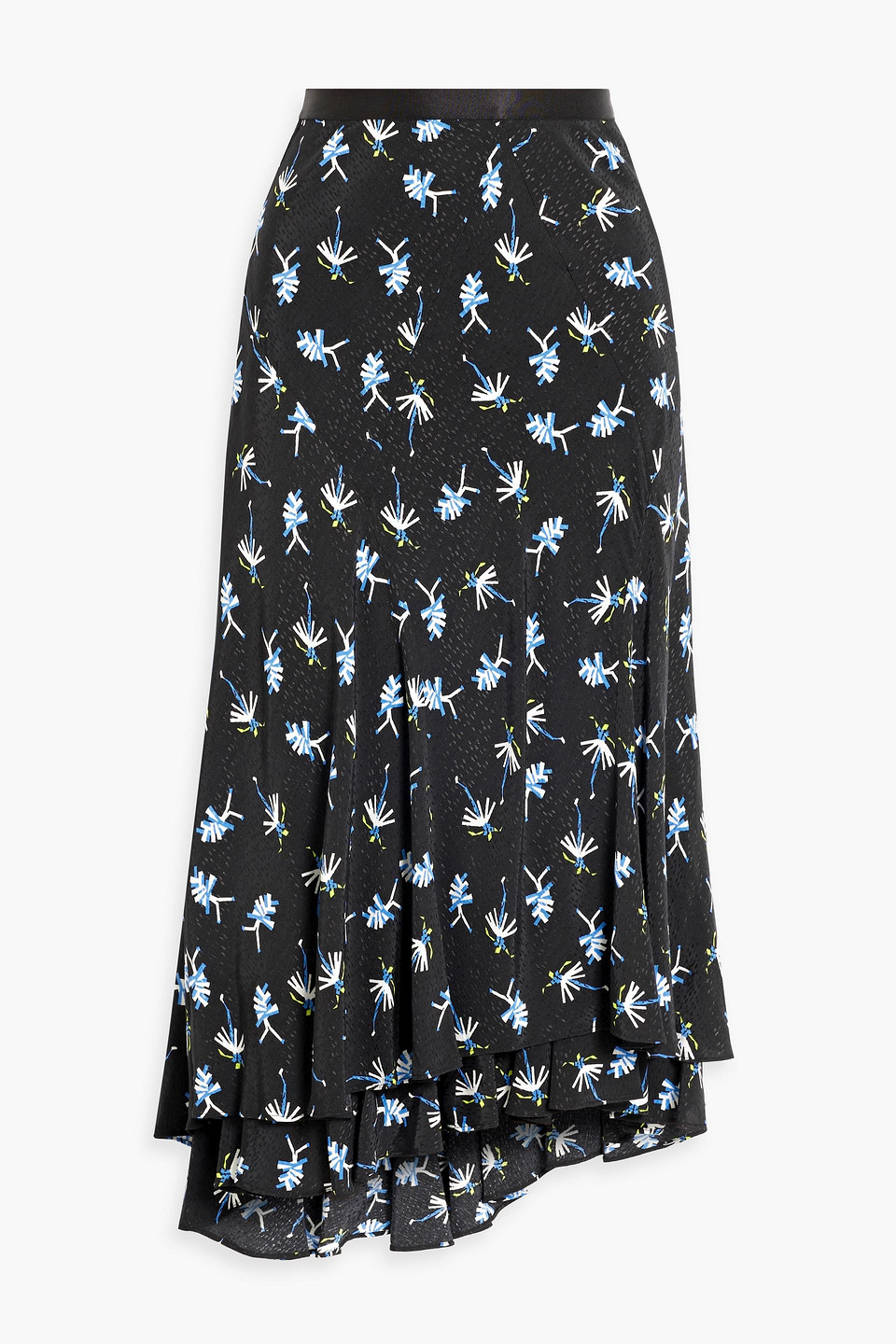 Diane Von Furstenberg Dvf Patterned Debra Midi Skirt In Black