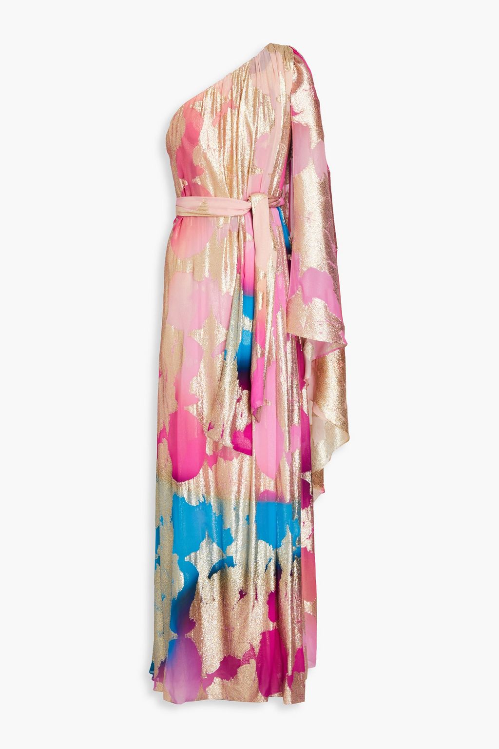 Halston off shoulder deals pleated gown