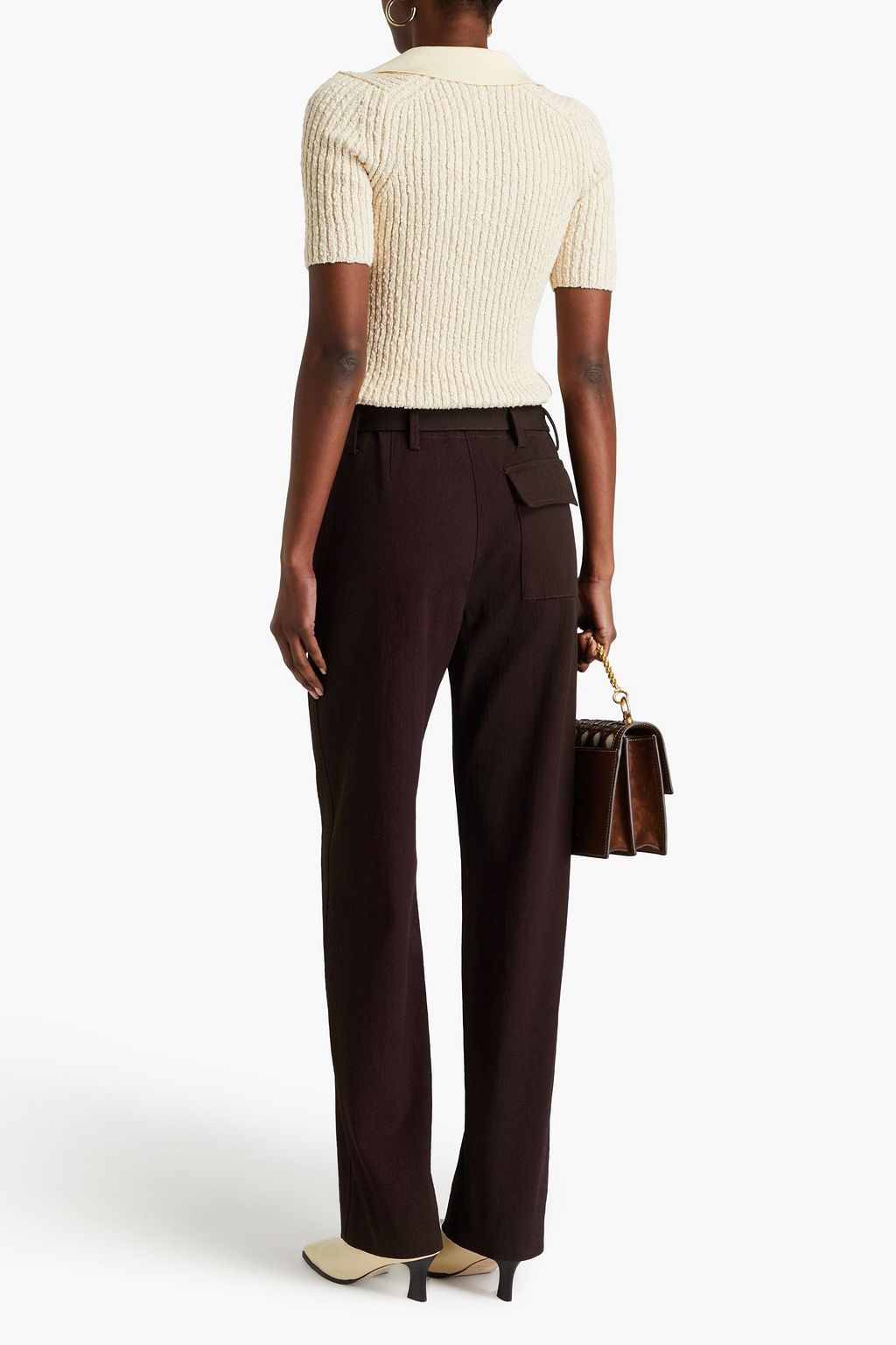 TORY BURCH Belted faille straight-leg pants