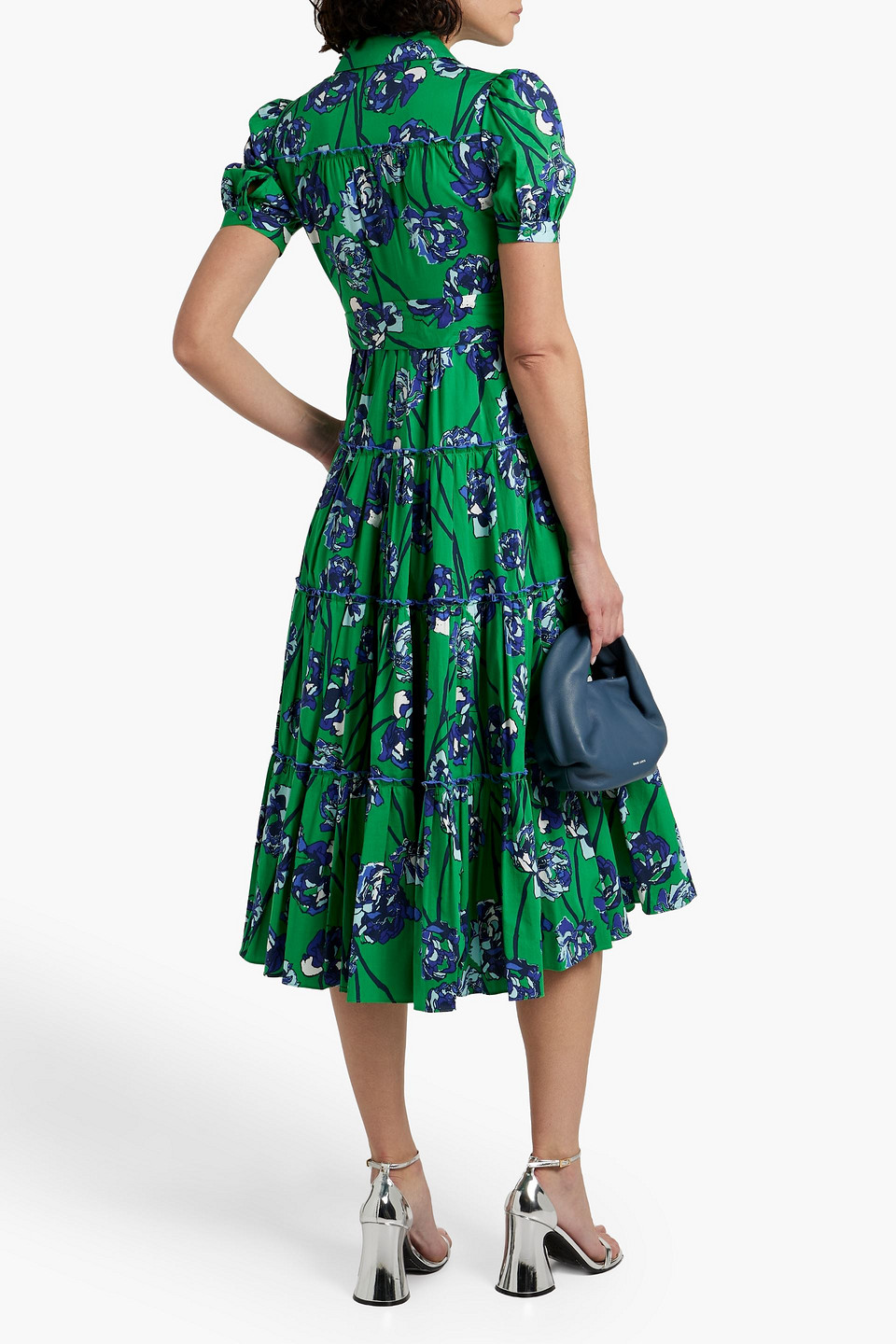 Diane von Furstenberg Queena tiered floral-print cotton-blend poplin midi shirt  dress | Smart Closet