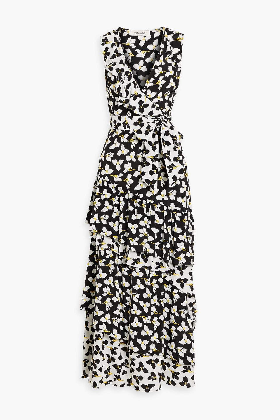 Diane Von Furstenberg Elisabetta Wrap-effect Floral-print Crepe Maxi Dress In Black