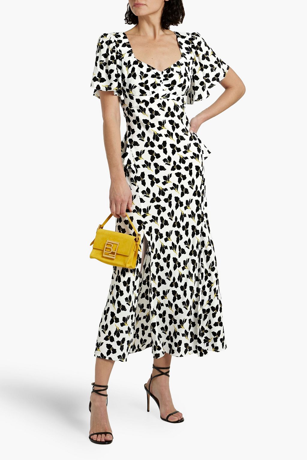 DIANE VON FURSTENBERG Aurora ruffled floral-print crepe midi dress