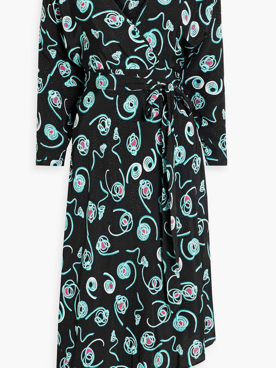 eloise asymmetric jacquard midi wrap dress