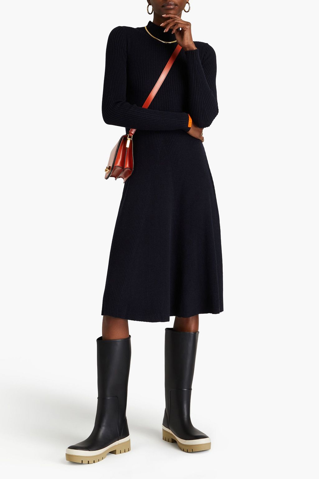 TORY BURCH 리브 울 혼방 드레스