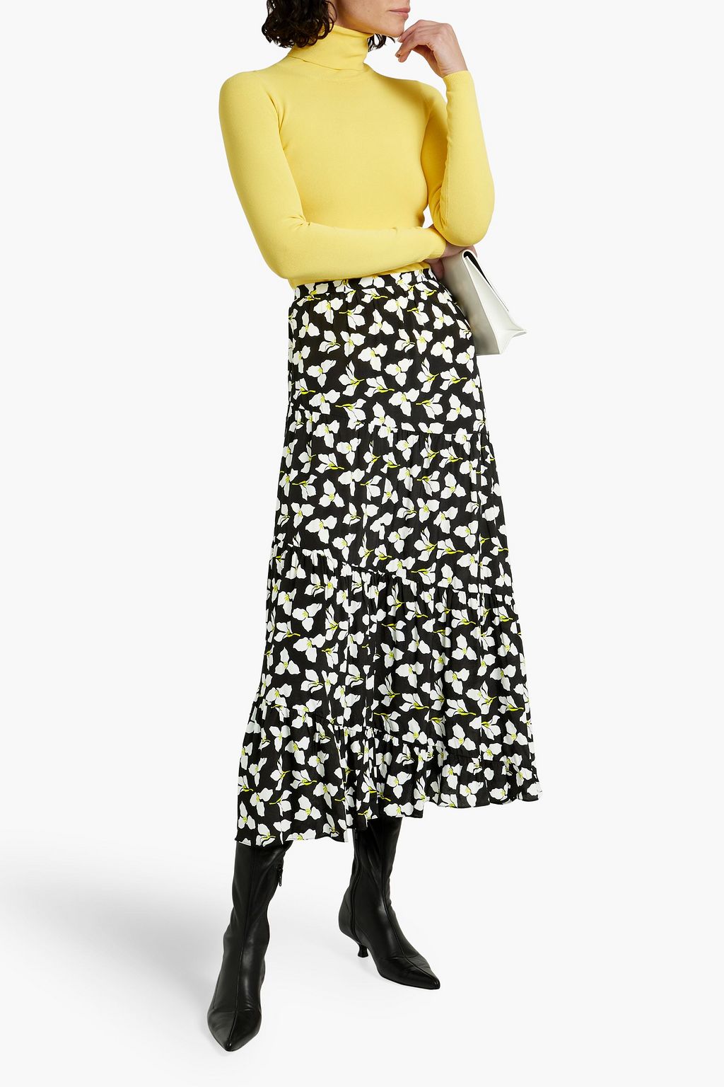 DIANE VON FURSTENBERG Venice tiered floral-print crepe midi skirt