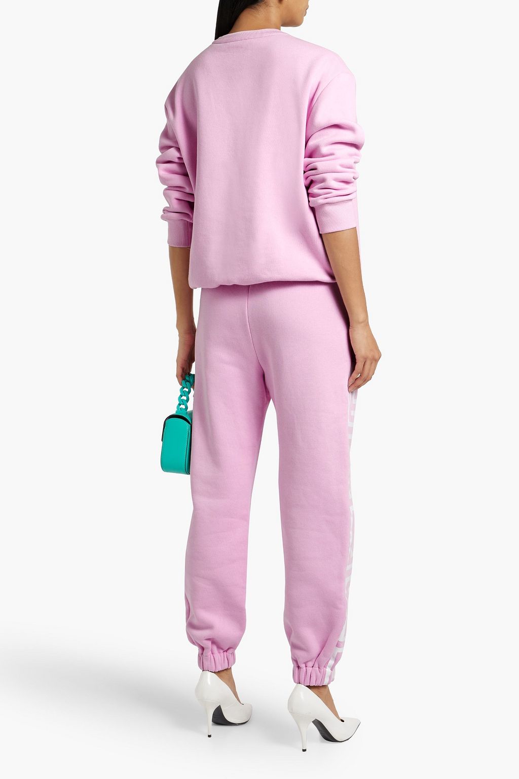 VERSACE Printed cotton-blend fleece track pants