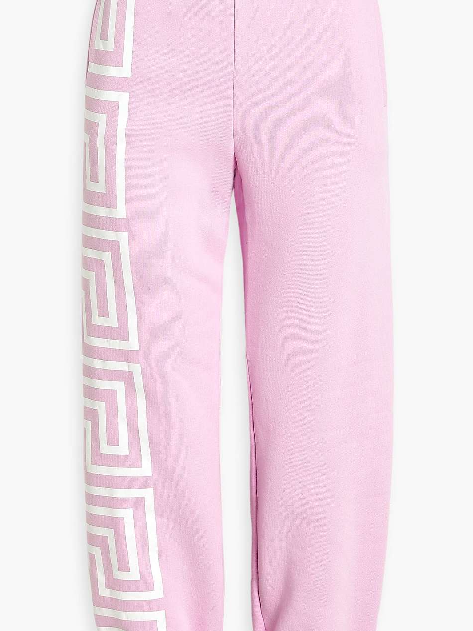 printed cotton-blend fleece track pants