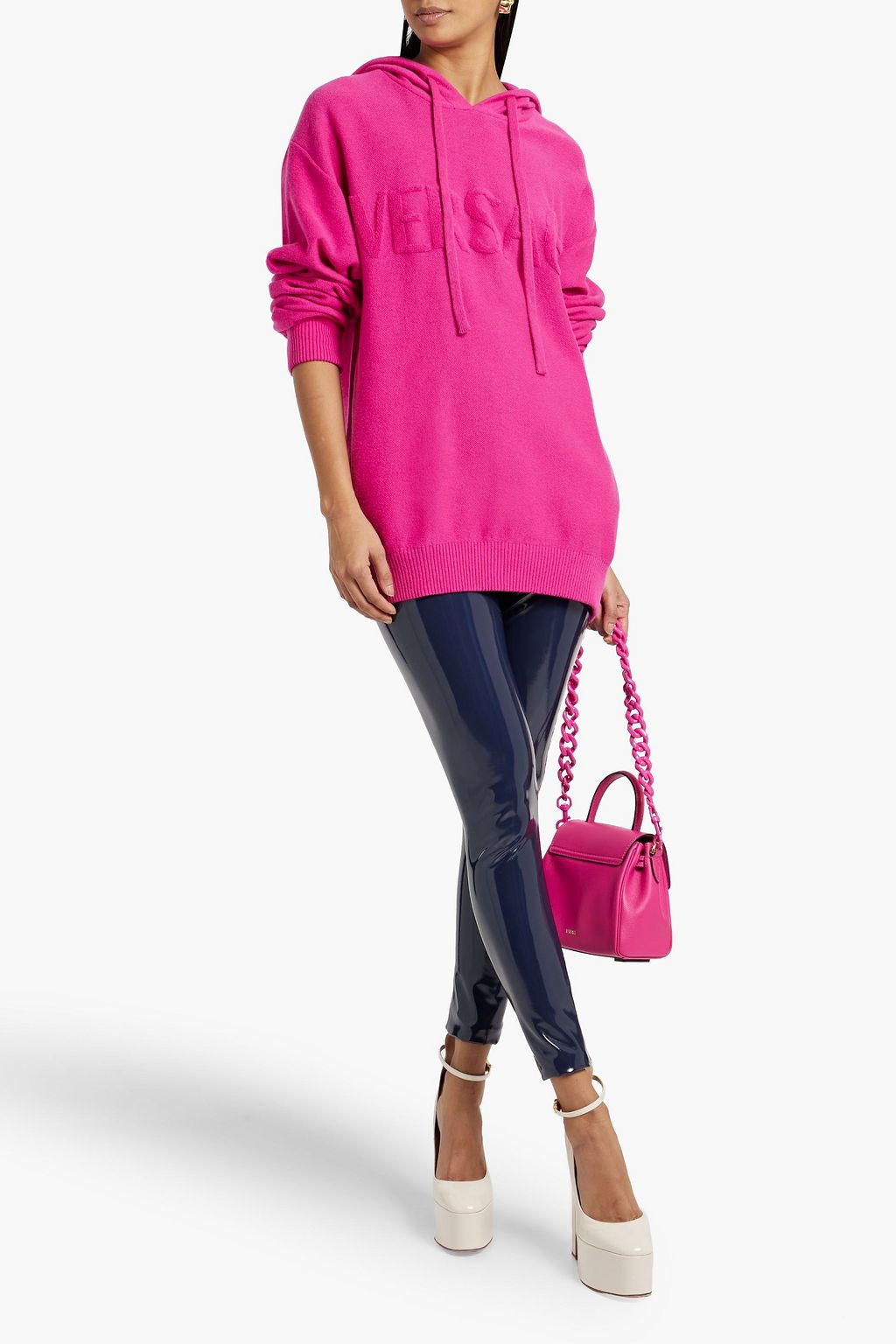 VERSACE Flocked wool and cashmere-blend  hoodie