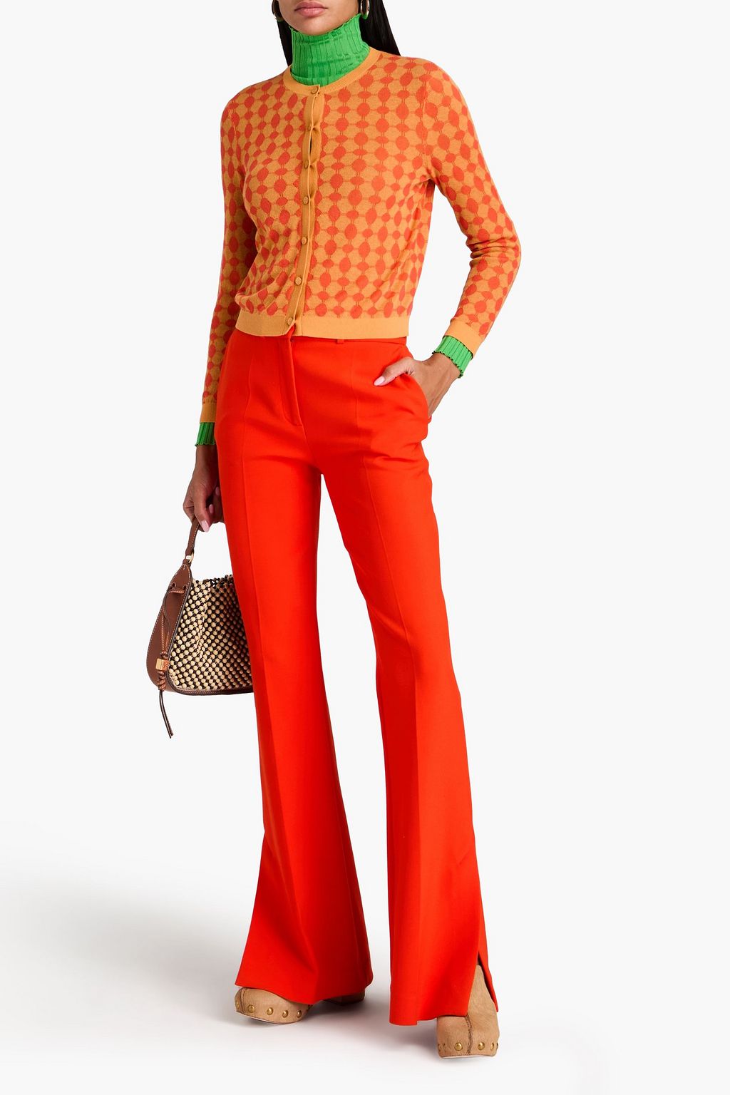 TORY BURCH 자카드 니트 코튼 혼방 카디건