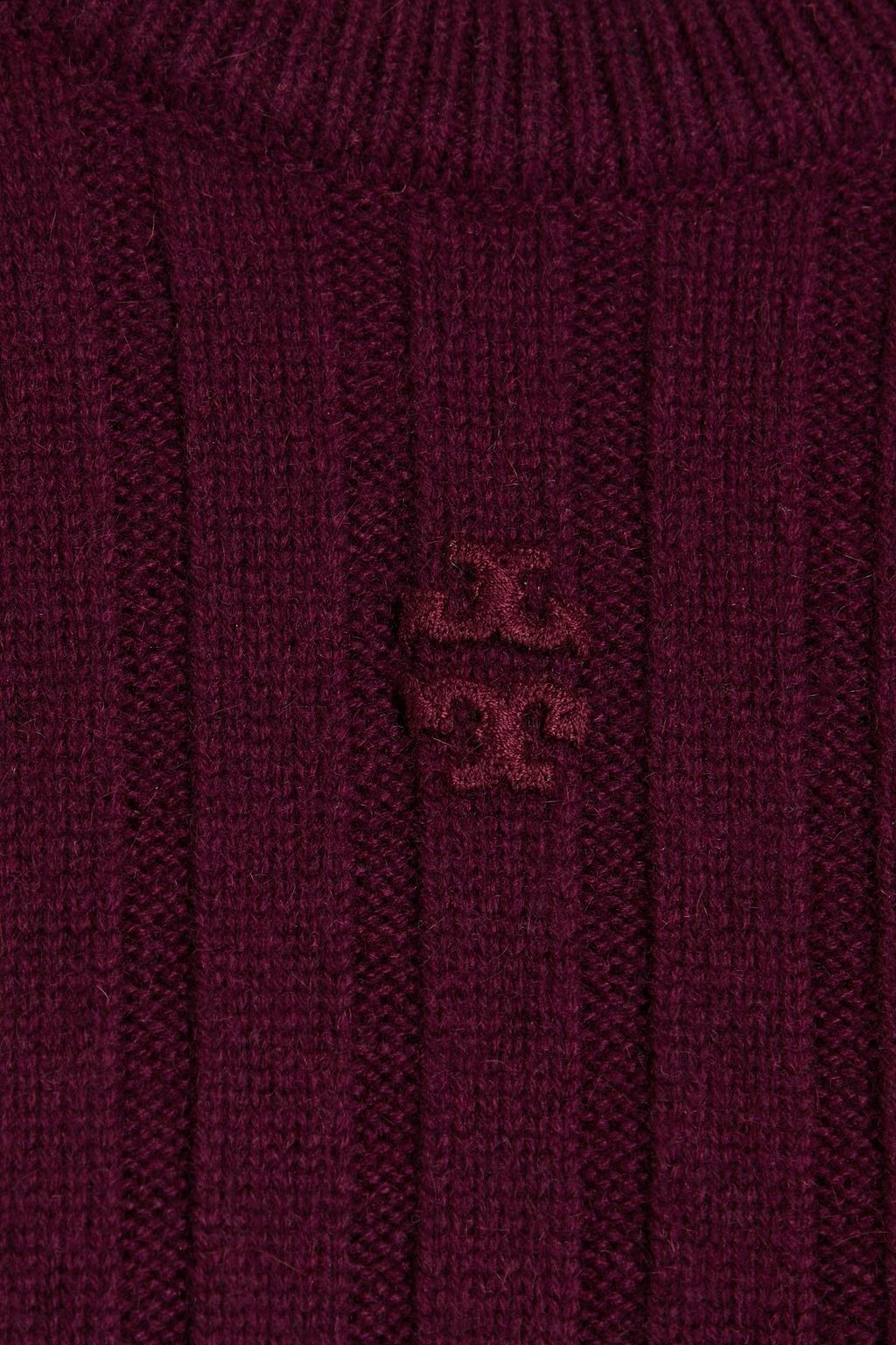 TORY BURCH 자수 장식 리브 캐시미어 스웨터