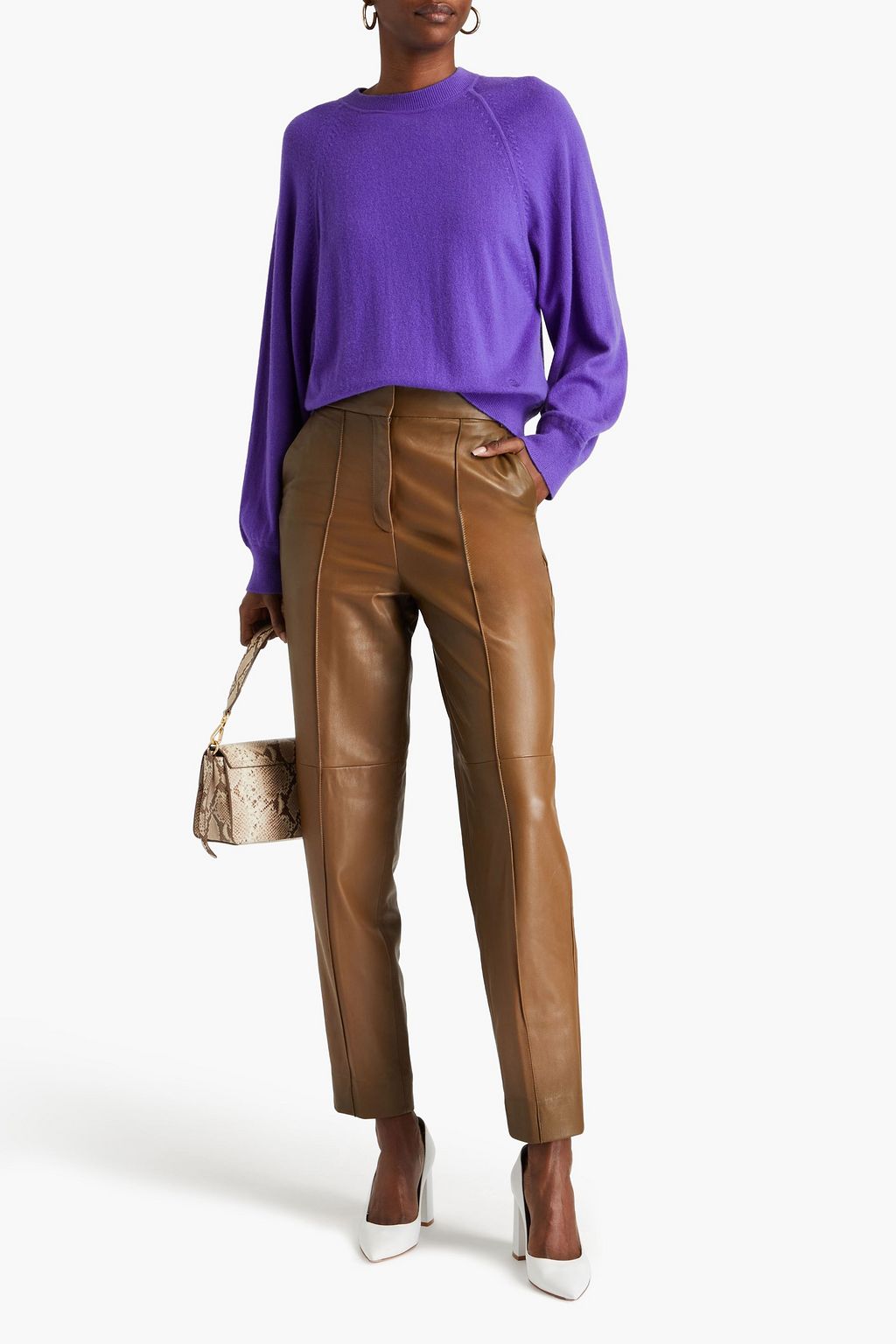 TORY BURCH Leather tapered pants