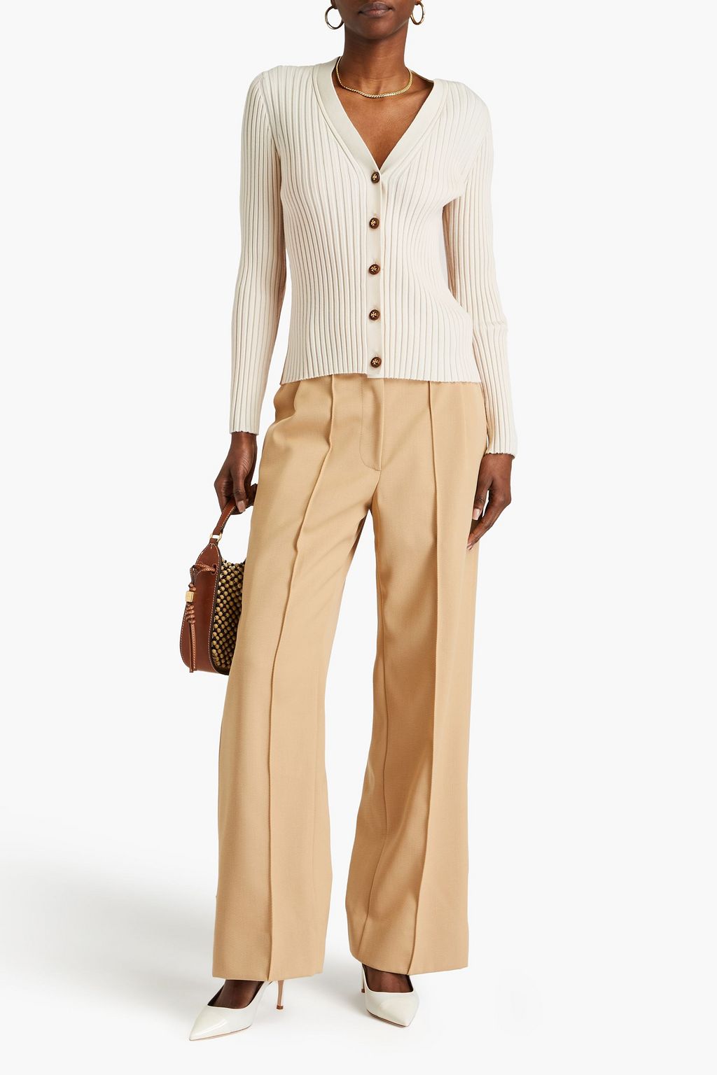TORY BURCH Cardigan aus einer gerippten Merinowollmischung
